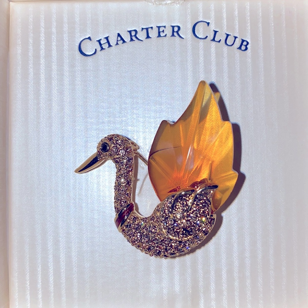 Charter Club Brooch - Gold Swan